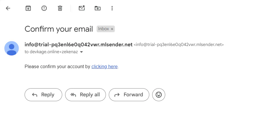 Register Confirmation Email