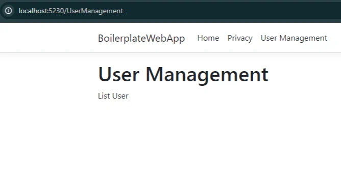 User Management Menu